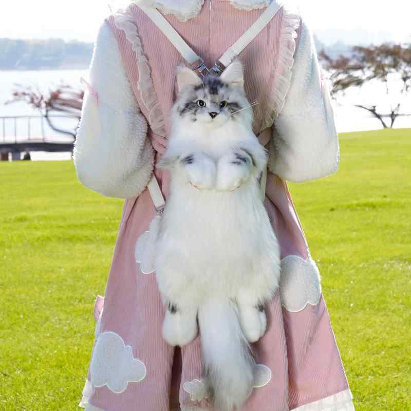 リュックサック レディース ぬいぐるみ メインクーン 猫 かわいい リアル 軽量 柔らかい 通学 カジュアル｜pure bliss