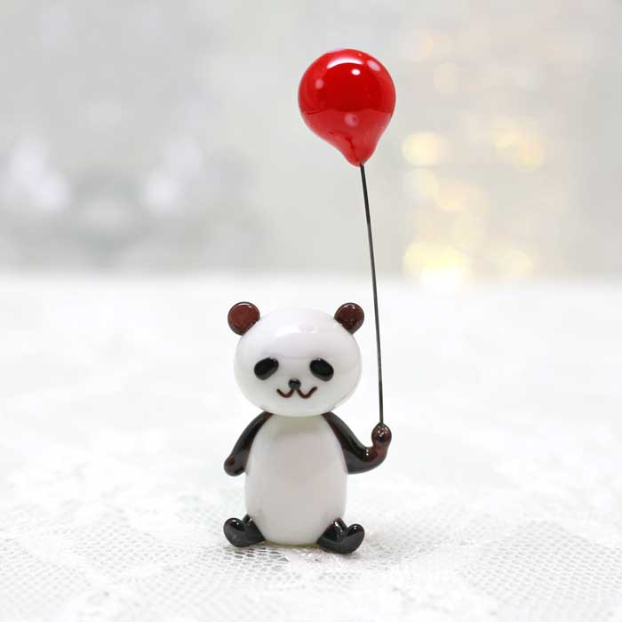 パンダ　ガラス細工　ミニチュア 動物園 おみやげ パンダグッズ ガラス細工 動物 ミニチュア 置物