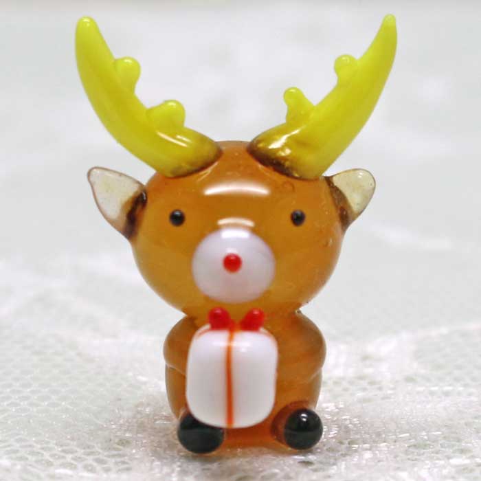 楽天市場】ガラス細工 サンタさんトナカイと休憩中 クリスマス