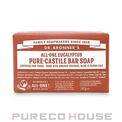 ドクターブロナー(Dr.Bronner's)マジックソープバー（固形石鹸）140gユーカリ【メール便は使えません】
