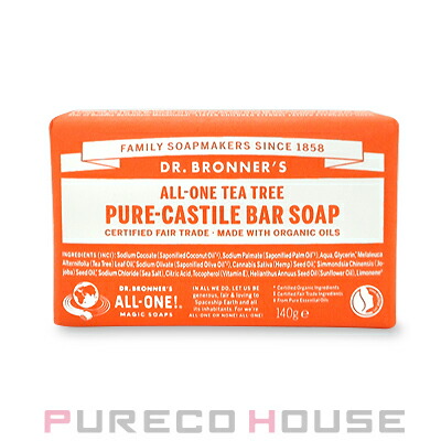 ドクターブロナー(Dr.Bronner's)マジックソープバー（固形石鹸）140gティーツリー【メール便は使えません】