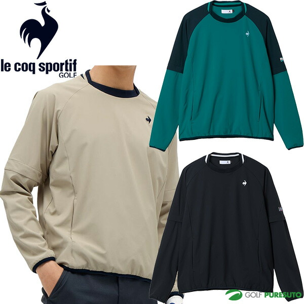 【ルコックゴルフ】2022年袖ロゴネーム 長袖ゴルフブルゾンジャケットLL 黒 le coq sportif GOLF ルコックゴルフ メンズ ナイロンストレッチプル