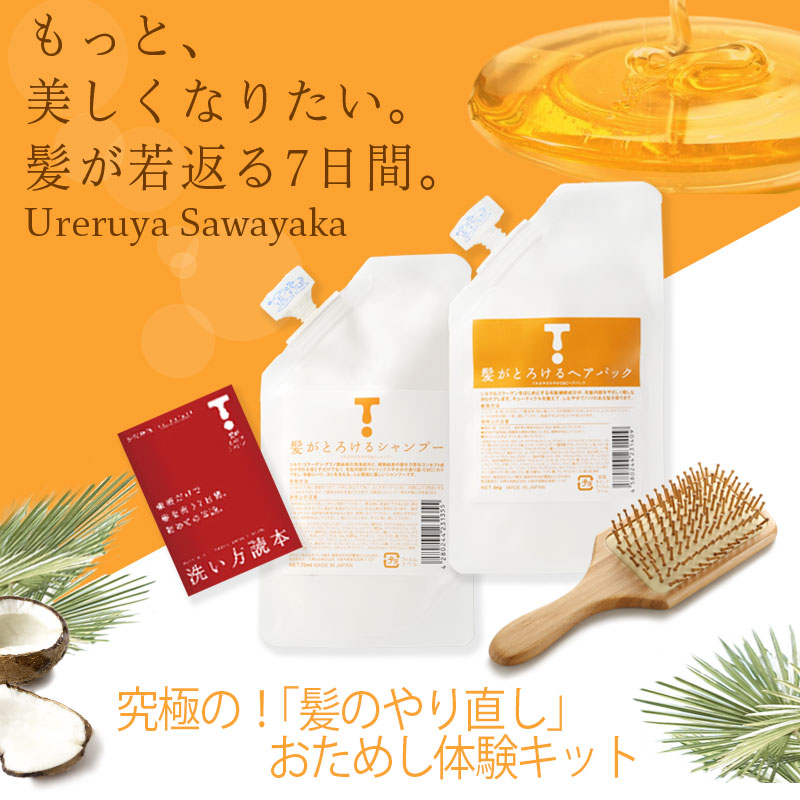 楽天市場 究極の 髪のやり直し おためし体験キット 髪がとろける シャンプー70ml ヘアパック64ml パドルブラシ 洗い方読本つき プーロビュー