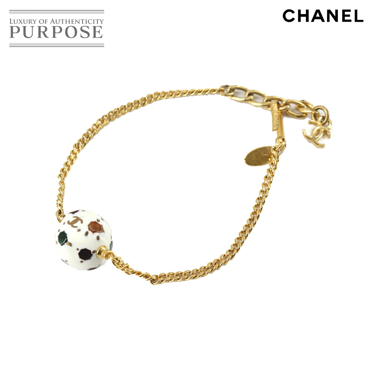 【新品同様】 シャネル CHANEL ボール モチーフ ココマーク ブレスレット ホワイト ゴールド 98P ヴィンテージ アクセサリー 【中古】