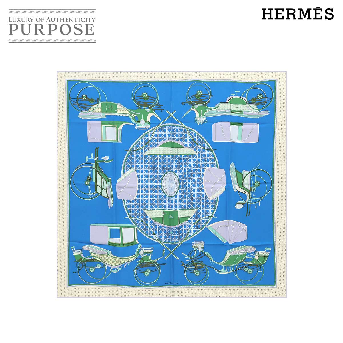 【楽天市場】エルメス HERMES カレ 90 スカーフ Les Voitures a Transformation 折畳み式幌の馬車 シルク