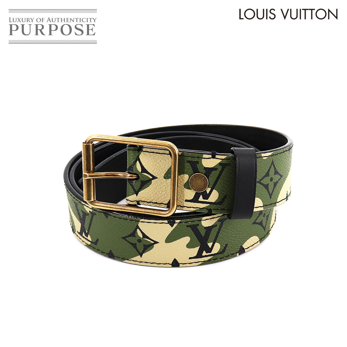 ルイ ヴィトン LOUIS VUITTON サンチュール モノグラモフラージュ ベルト 90 村上隆 M9646U Ceinture Monogramouflage Belt