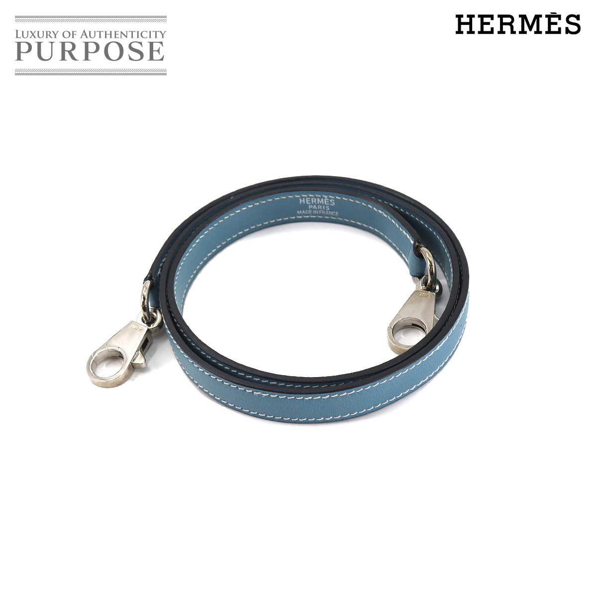エルメス HERMES ケリー ボリード 肩肉 同盟罷工一回り ヴォーガリバー なめし革 青碧ジーン しろがね色 金具 Shoulder strap 【中古】