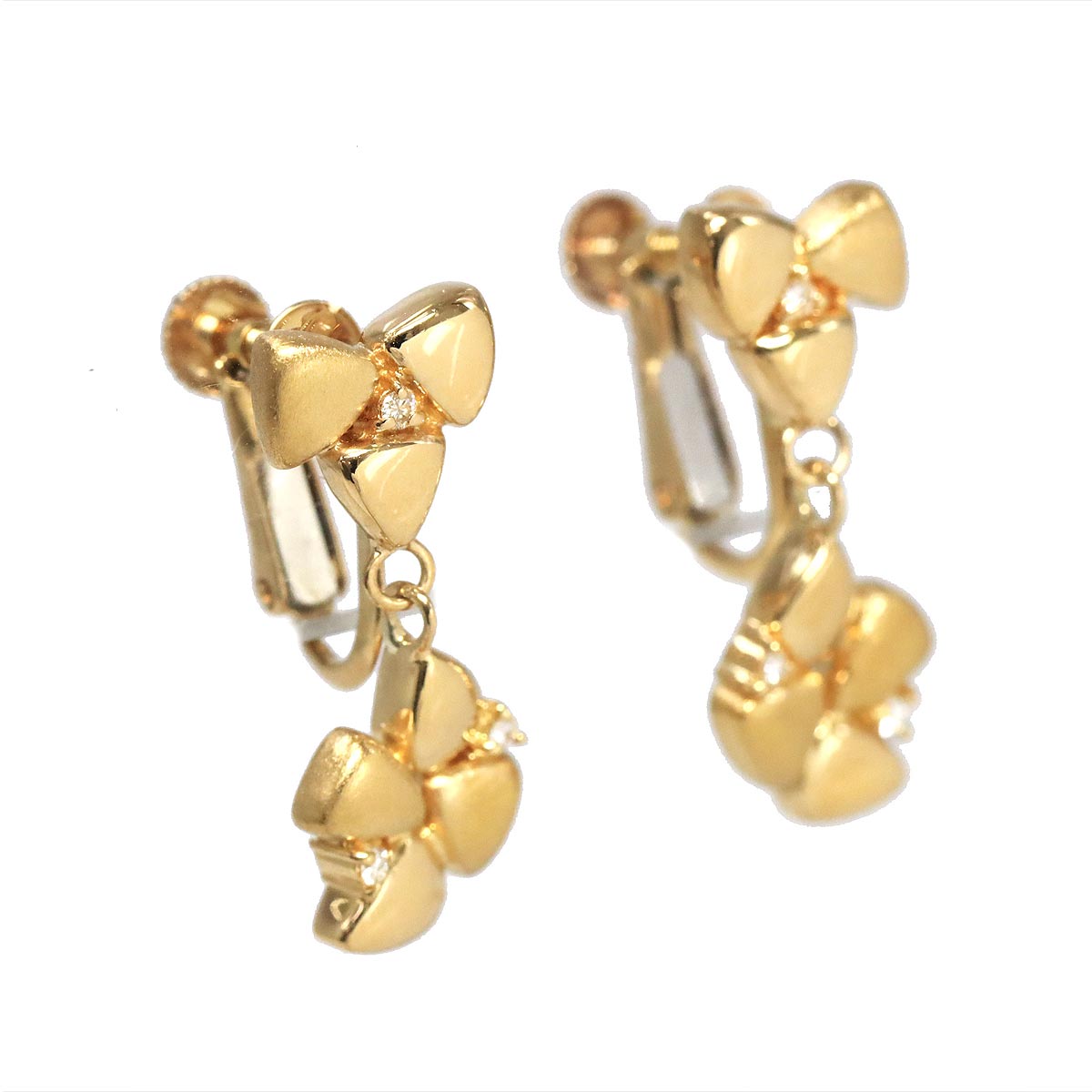 ではござい】 K18 YG ピアス イエローゴールド 750 ハート Earrings 日本限定モデル K18YG ピアス ハート SI-1/2 J/K 0.428 ピアス(両耳用)