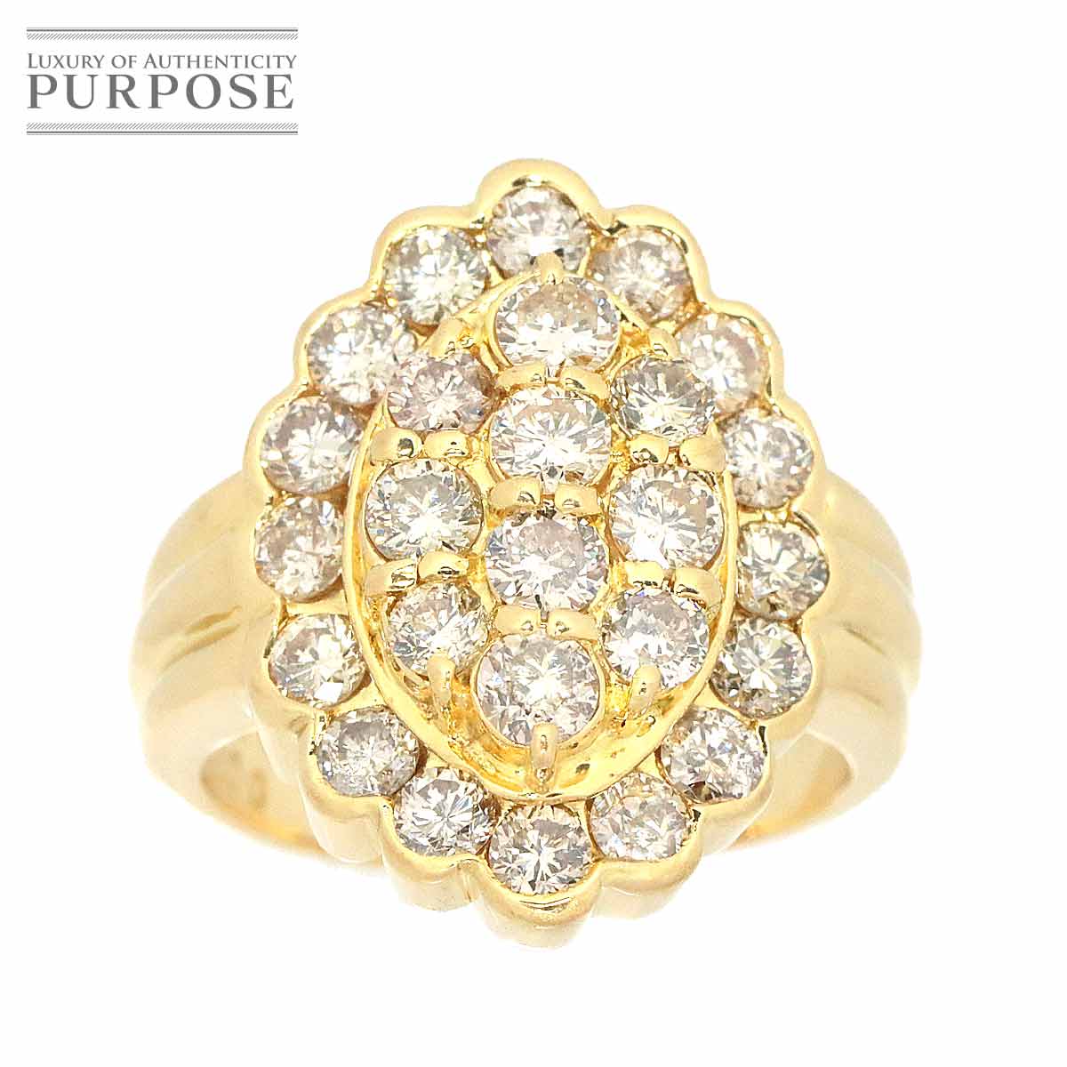有名なブランド リング 12号 ダイヤ 2.00ct K18 YG イエロー ゴールド