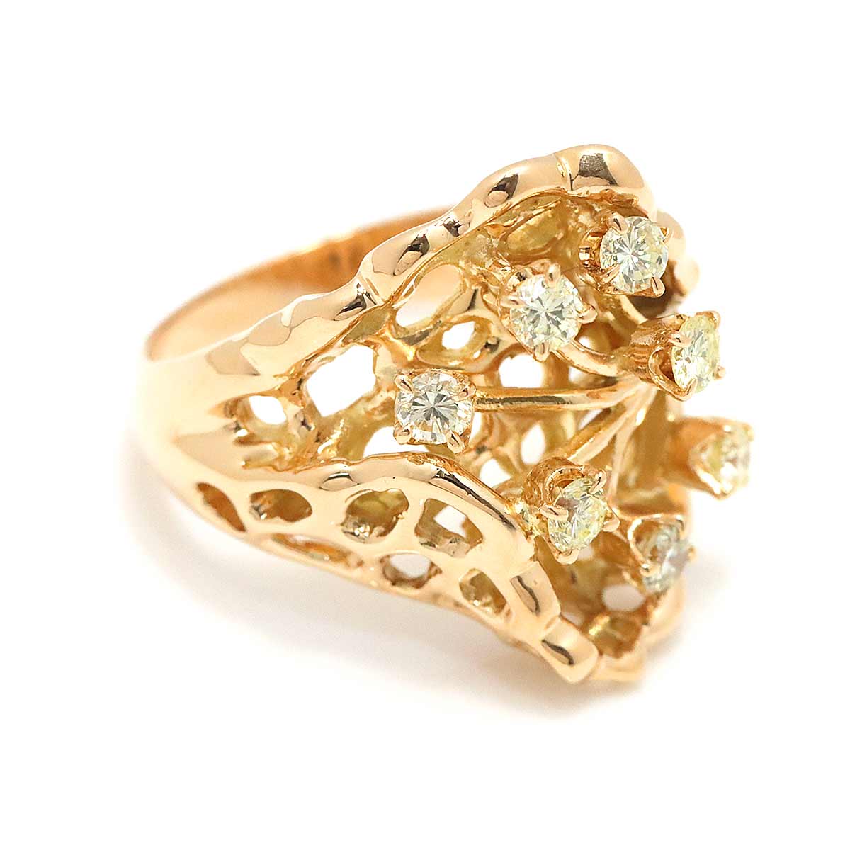 リング 12号 ダイヤ K18 YG イエロー ゴールド 750 指輪 Diamond Ring ...