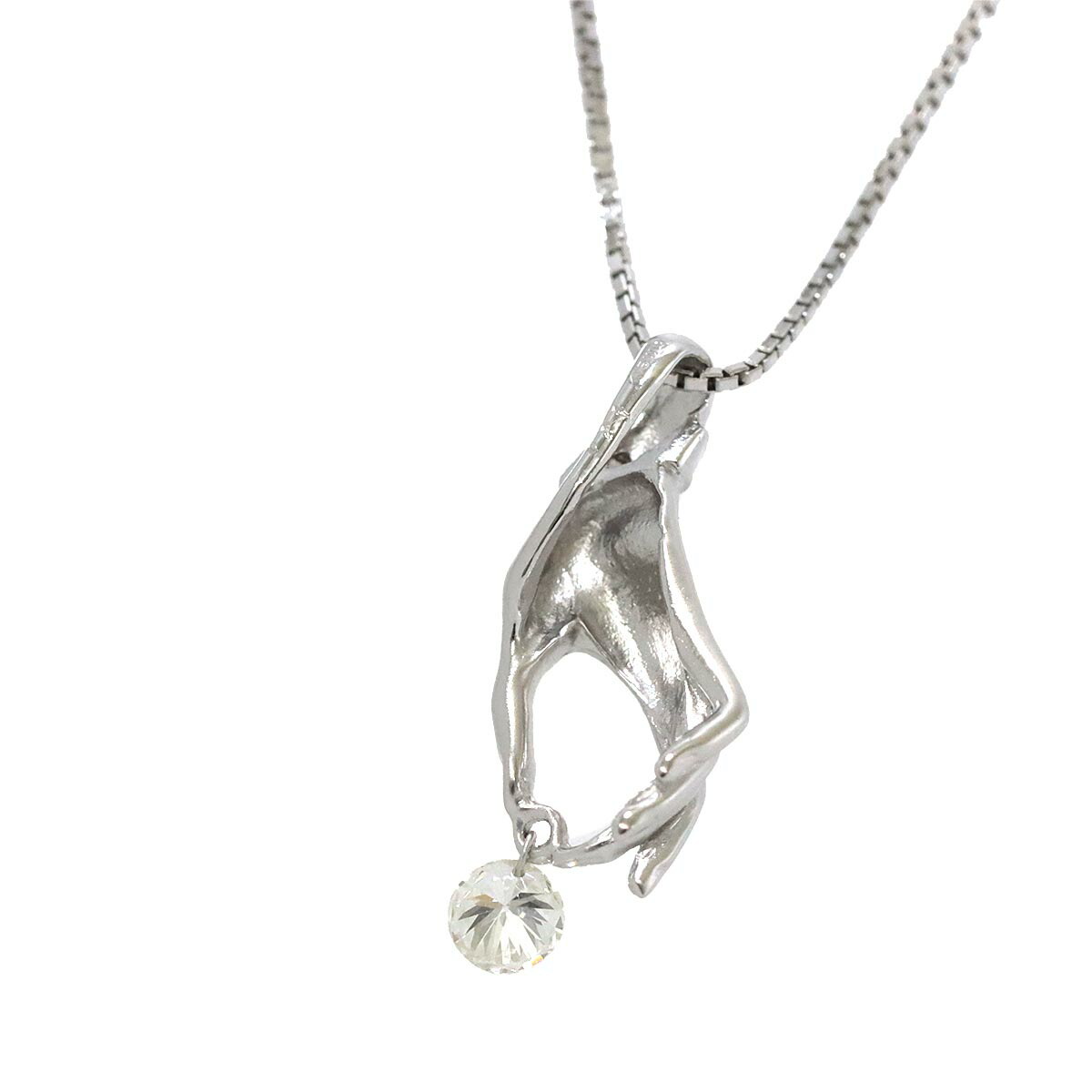 ダイヤ ネックレス 45cm Diamond Necklace K18 ホワイトゴールド WG ...