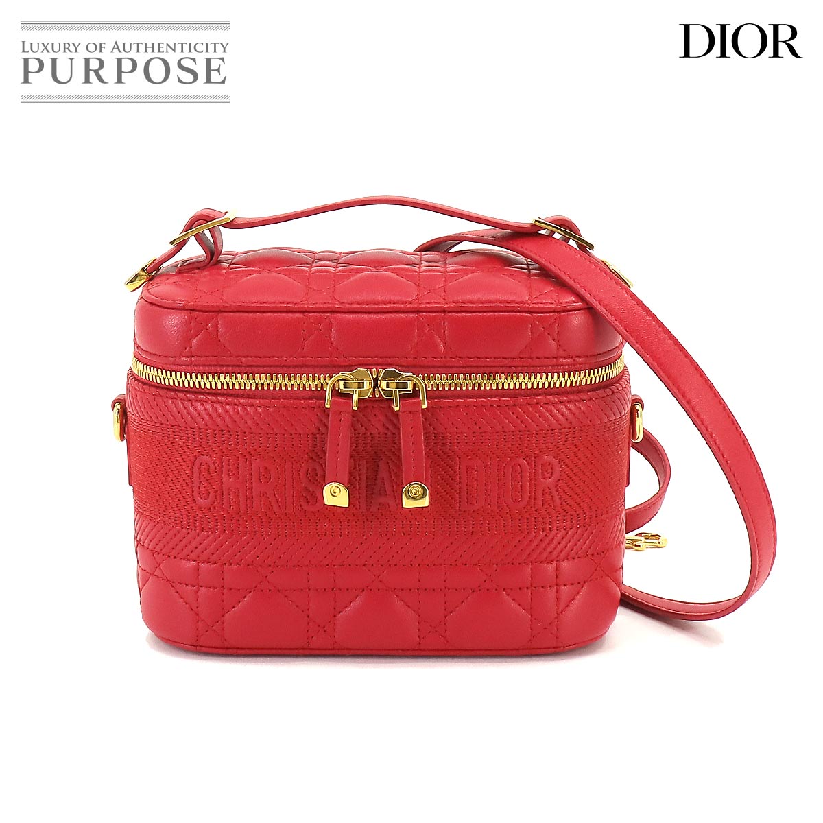 【新品同様】 クリスチャン ディオール Christian Dior DIORTRAVEL スモール ヴァニティ 2way ハンド ショルダー バッグ レザー レッド S5488UNTR Vanity Case 【中古】 115,000円