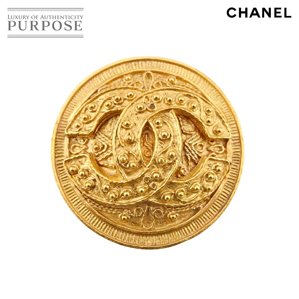 CHANEL デカ ココマーク ラウンド 94P ヴィンテージ ブローチ GP CHANEL デカ ココマーク ラウンド 94P ヴィンテージ ブローチ GP