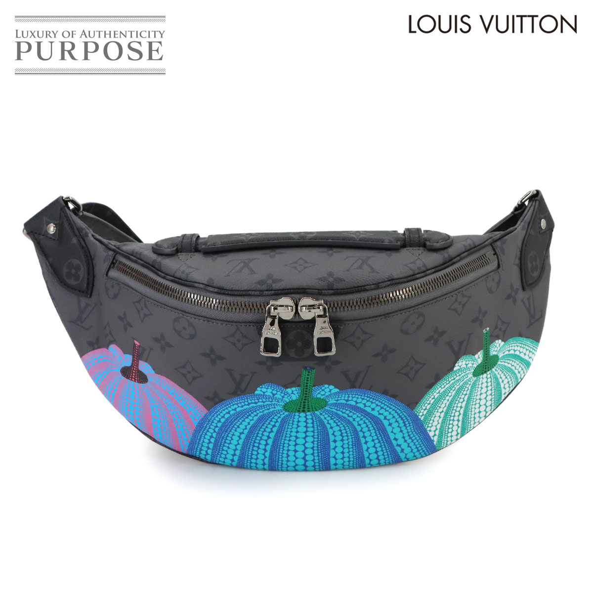 【未使用 展示品】 ルイ ヴィトン LOUIS VUITTON モノグラム エクリプス リバース LVxYK マキシ バムバッグ ボディ バッグ M46436 RFID 草間彌生 パンプキンドット Monogram Eclipse Reverse Bumbag 【中古】