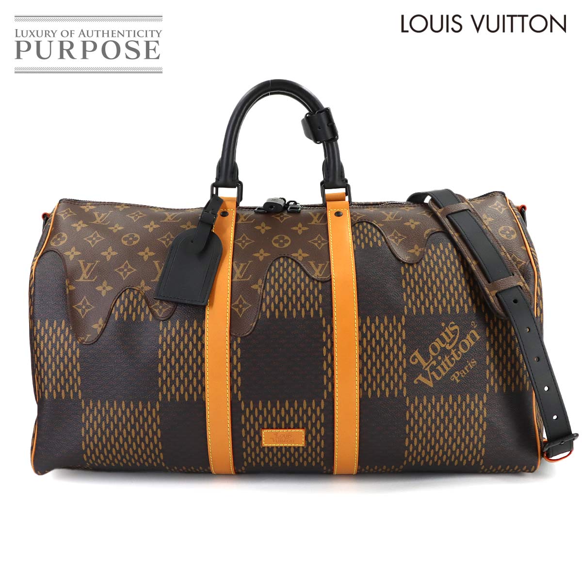 【新品負けず劣らず】 ルイ ヴィトン LOUIS VUITTON LVスクエアード ダミエ 巨大な生物 モノグラム キーポル バンドリエール 50 2way 豆の町 肩肉 御徒面子 N40360 NIGO Keepall Bandouliere 50 【中古】