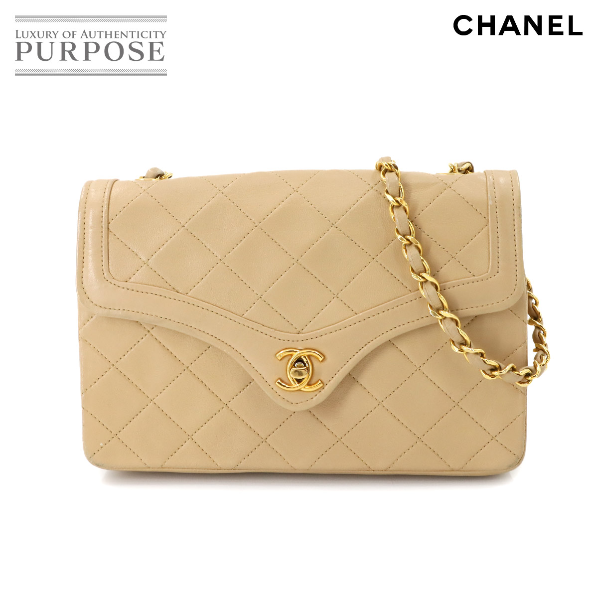 VINTAGE●CHANEL●シャネル ベージュ チェーン ショルダーバッグ CHANEL - 極美品 CHANEL シャネル チェーンショルダーバッグ