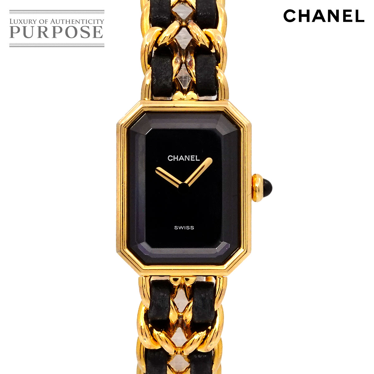 CHANELゴールド/ブラック 腕時計(クォーツ) CHANEL◇プルミエール/クォーツ腕時計/アナログ/ブラック/ゴールド