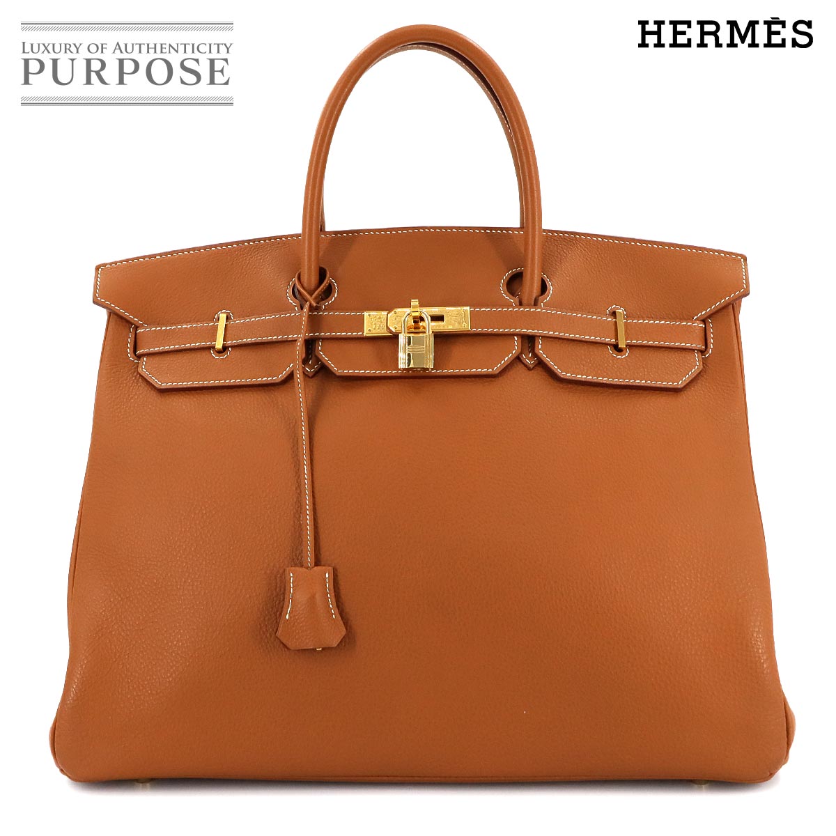 【超美品】HERMES ブラウンレザーバングル 箱付き Hermes Birkin bag 30 Gold Clemence leather Silver hardware