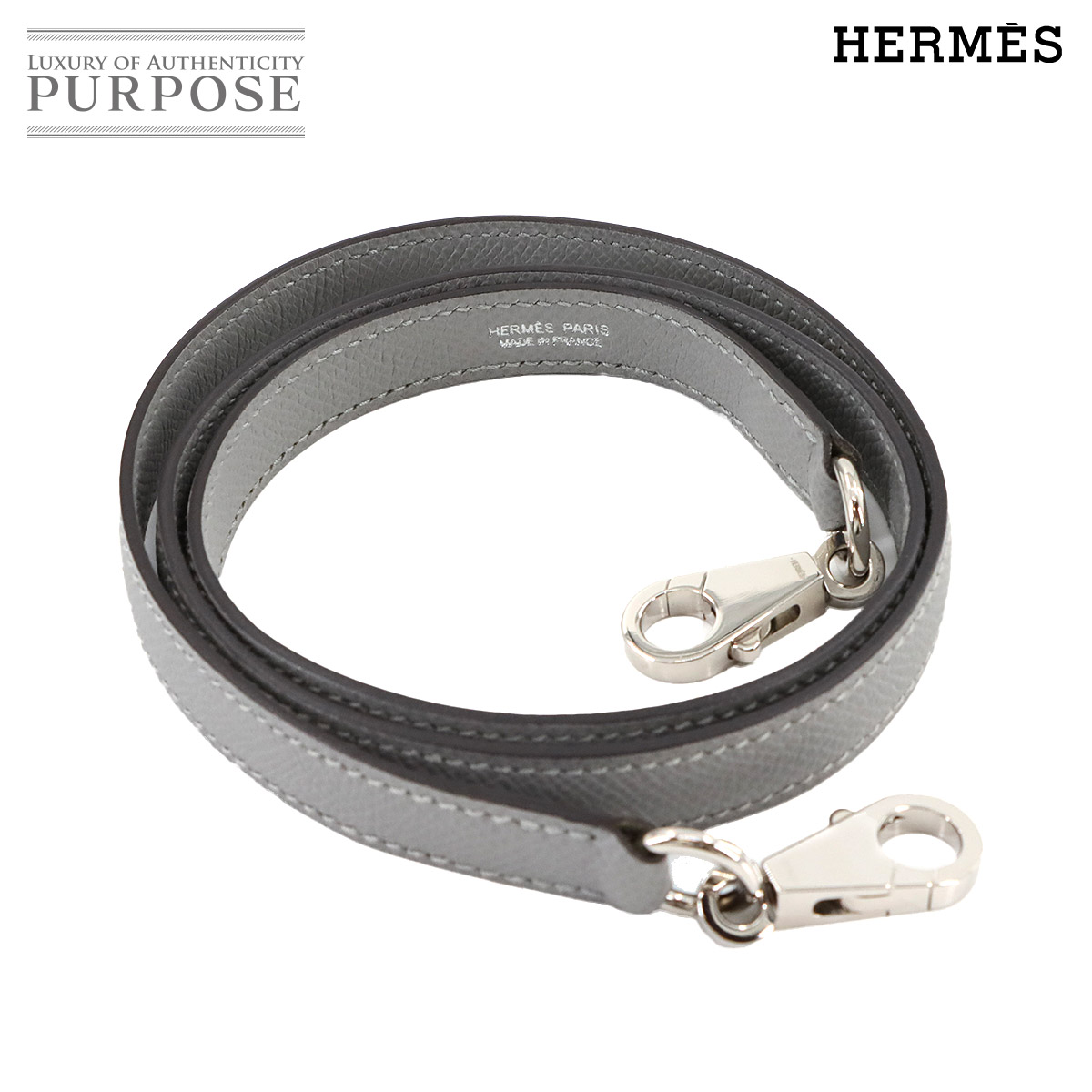 HERMES - エルメス HERMES ショルダーストラップ ケリー用 ボリード用 レザー ホワイト シルバー ユニセックス 送料無料【中古】 z4266 HERMES - エルメス HERMES ケリー ボリード ショルダー