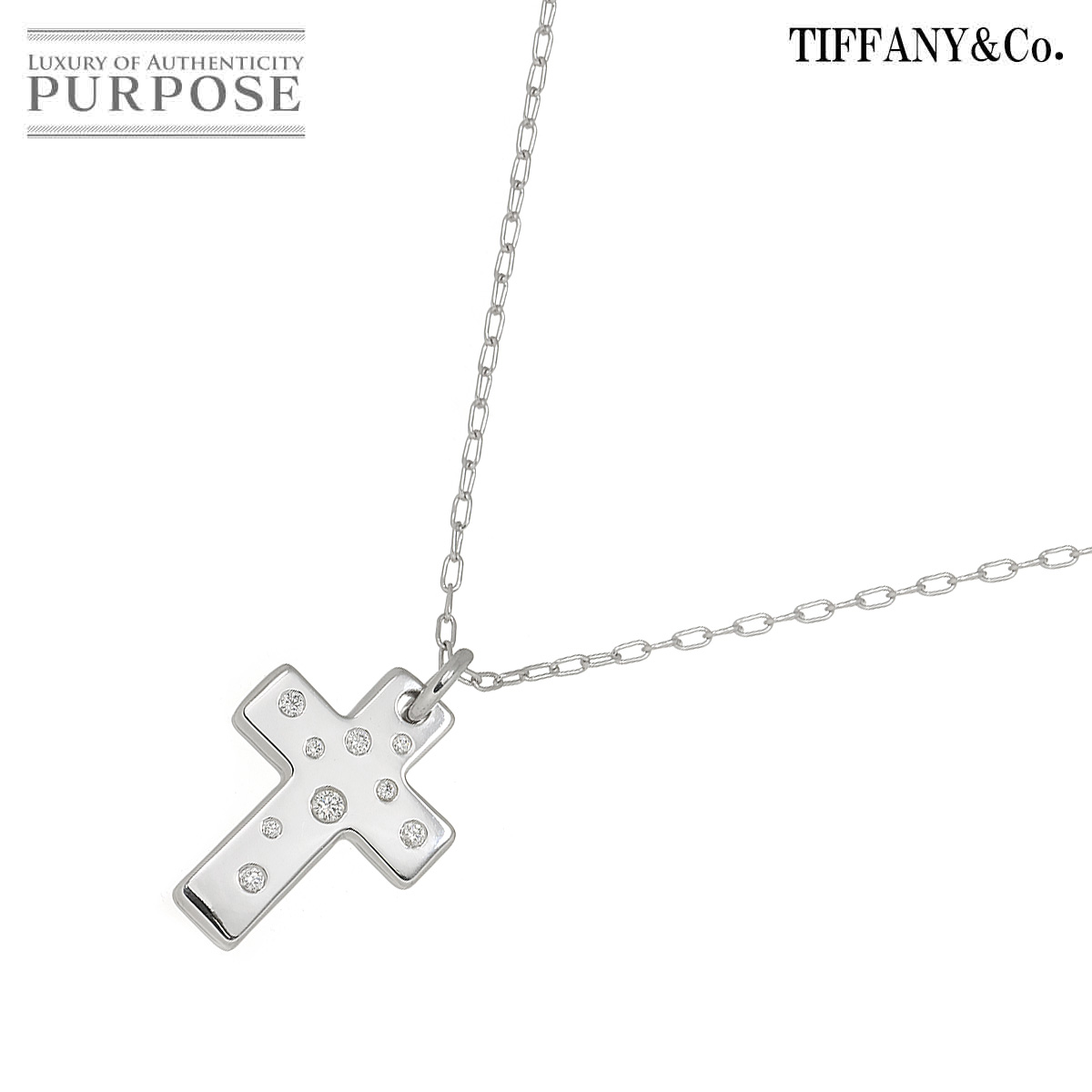 期間限定値下げ:Tiffany & Co. クロスネックレス Sixteen Stone by Tiffany クロス ペンダント ダイヤ プラチナ