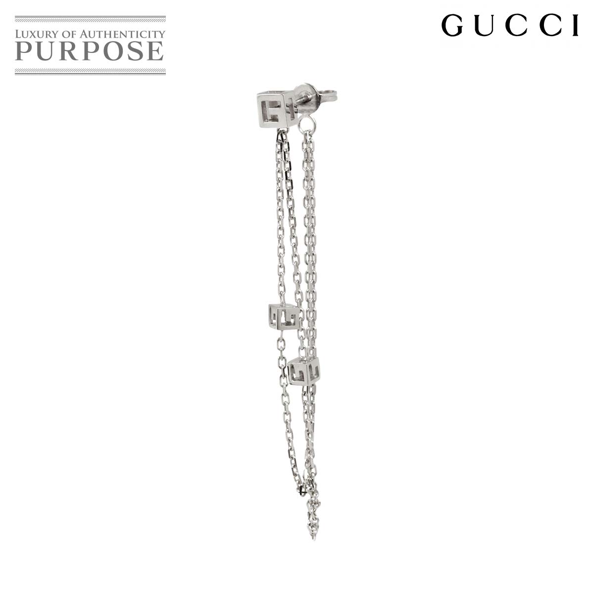 GUCCI  K18WG  ピアス　片耳　アイコン　ユニセックス GUCCI】【GG】グッチ『K18WG アイコン フープピアス』1週間保証