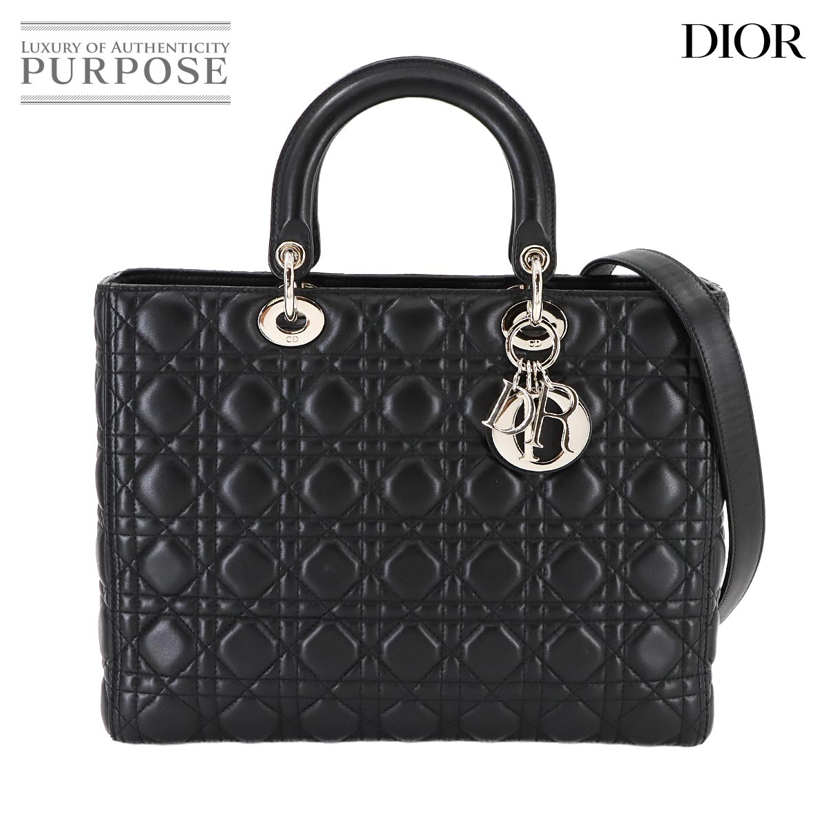 Christian Dior ディオール 手袋 レザー カナパ Christian Dior レディディオール ラージ ハンドバッグ ブラック