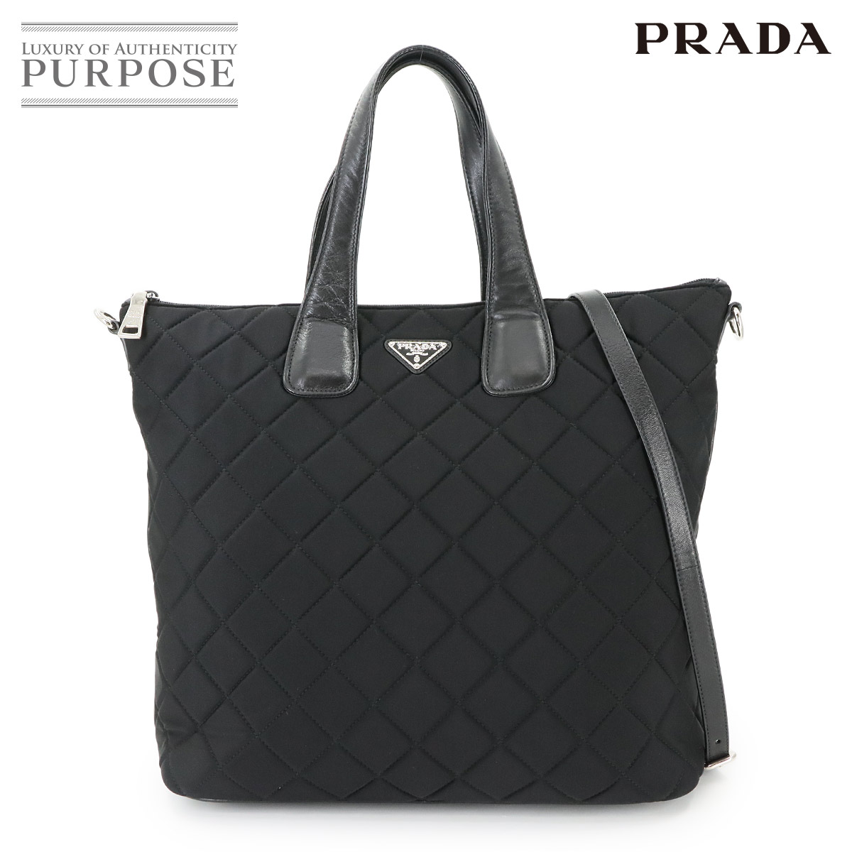美品 プラダ ナイロン レザー 2way トートバッグ ショルダー 黒 ブラック 楽天市場】PRADA プラダ キルティング トートバッグ 2WAY