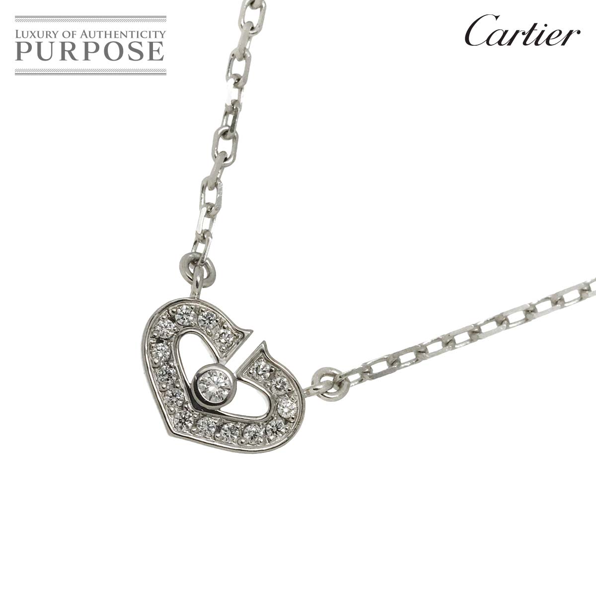 箱付　美品　カルティエ　Cartier ネックレス　ダブルC 2C C2 シルバ 箱付 美品 カルティエ Cartier ネックレス ダブルC 2C C2 シルバ