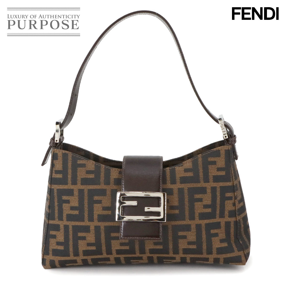 【美品】フェンディ　ショルダーバッグ　ズッカ　キャンバス　シルバー金具　レザー 90287228-01.jpg