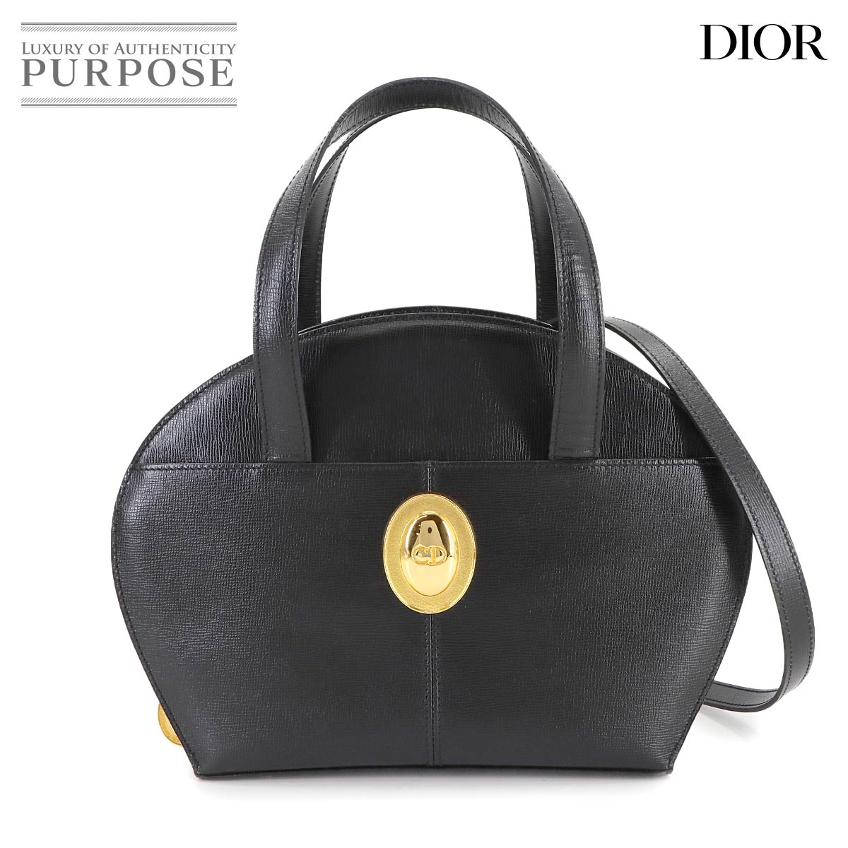 【新品同様】 クリスチャン ディオール Christian Dior 2way ハンド ショルダー バッグ レザー ブラック ヴィンテージ Hand Shoulder Bag 【中古】｜VINTAGE LOVER PURPOSE