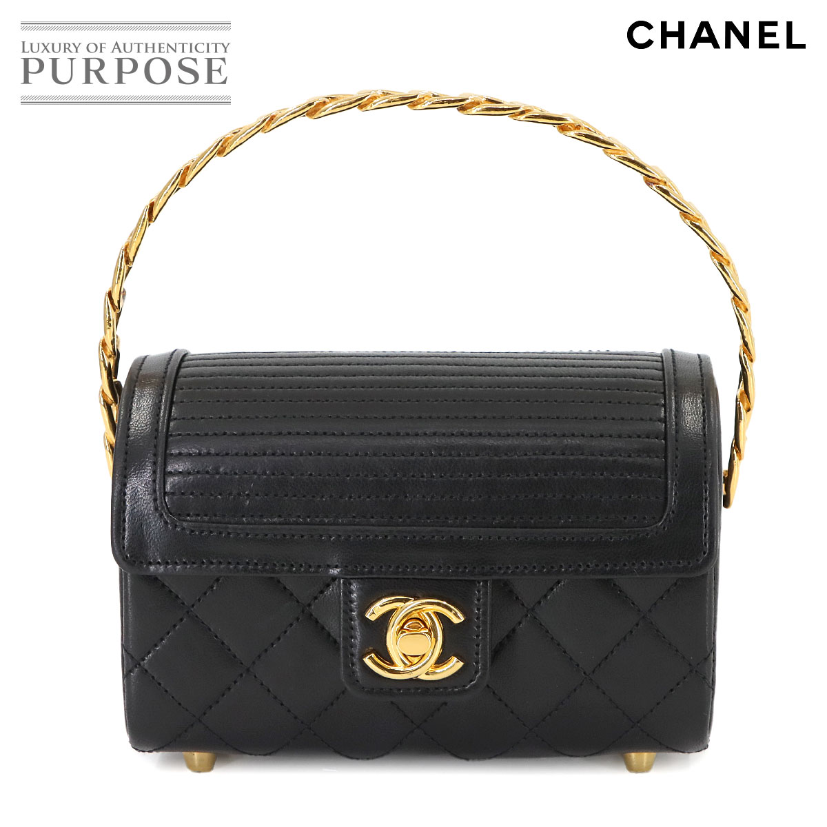 シャネル マトラッセ ミニトートバッグ キルティング レザー ブラック 5番台 シャネル マトラッセ ミニトートバッグ キルティング レザー ブラック