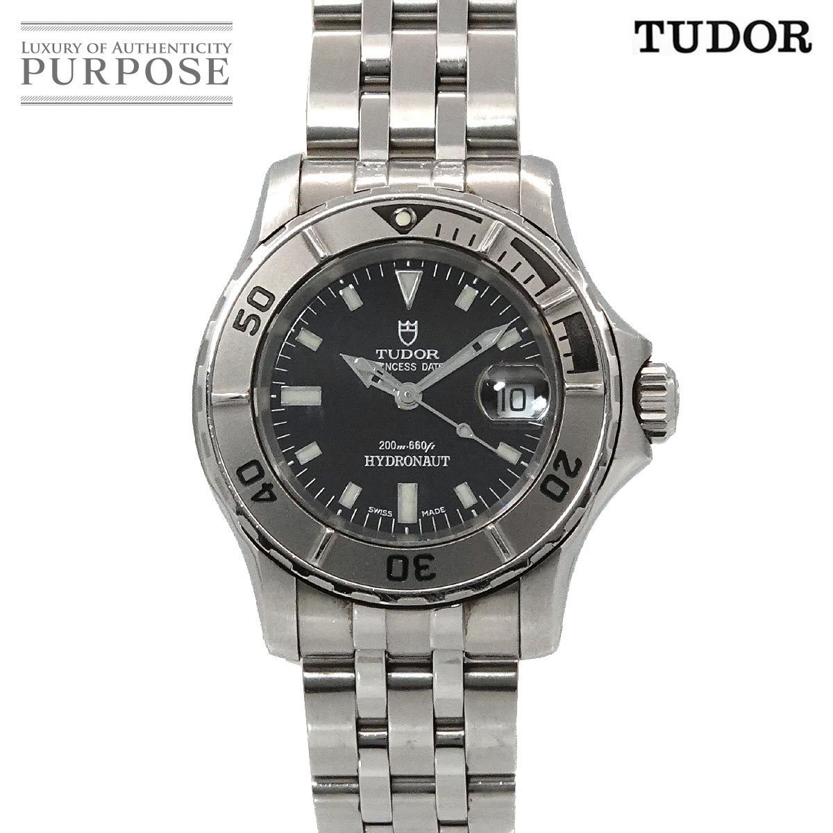 チューダー チュードル TUDOR プリンスデイト ハイドロノート 99090 レディース 腕時計 ブラック オートマ 自動巻き ウォッチ Prince date 【中古】｜VINTAGE LOVER PURPOSE