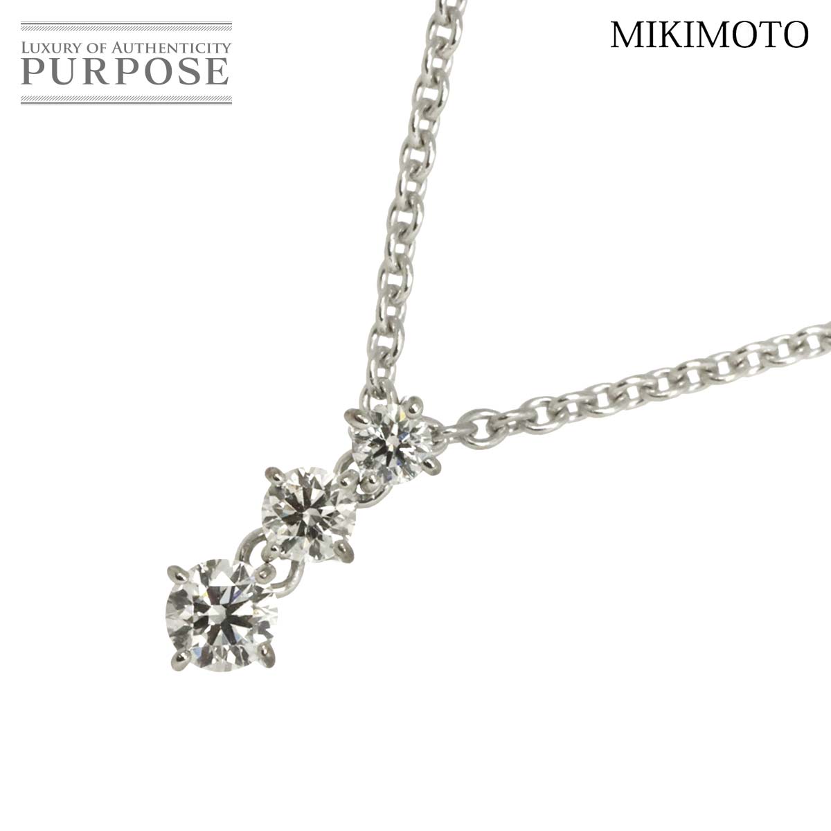 美品 ミキモト K18(WG) ダイヤ計0.24ct デザイン ペンダントトップ 楽天市場】MIKIMOTO ミキモト 【美品】K18刻印 2Pダイヤモンド