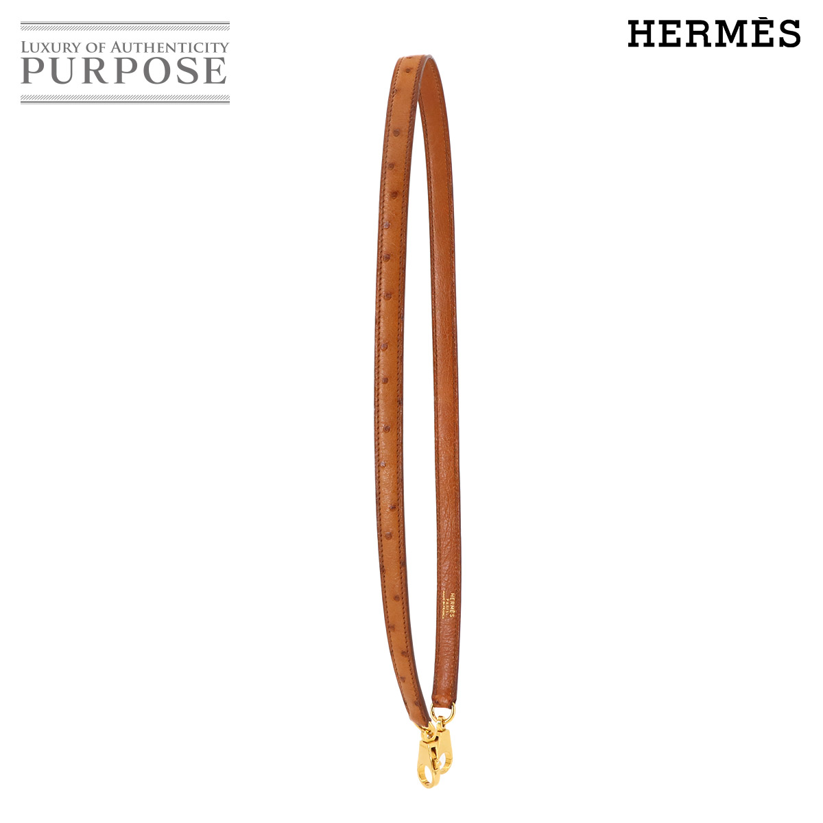 エルメス HERMES ケリー ボリード 肩肉 同盟罷工一回り 鴕鳥 チェス木ノ実 赤銅色 小物 Shoulder Strap 【中古】
