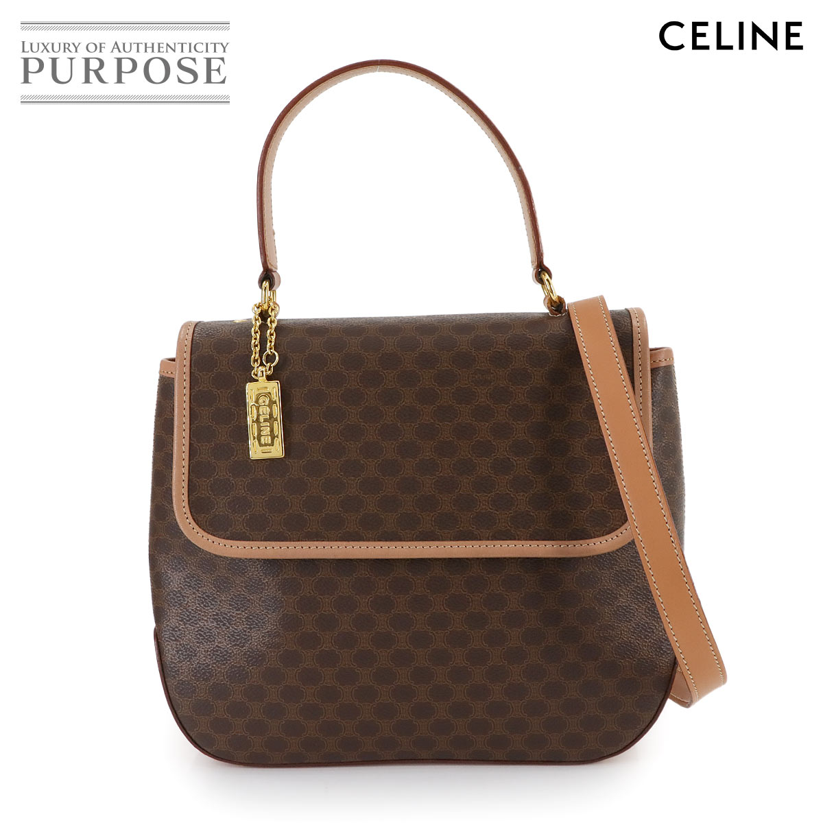 【CELINE】ハンドバッグ　マカダム柄　ブラウン　ゴールド金具　自立　PVC 楽天市場】セリーヌ CELINE マカダム柄 2way ハンド ショルダー