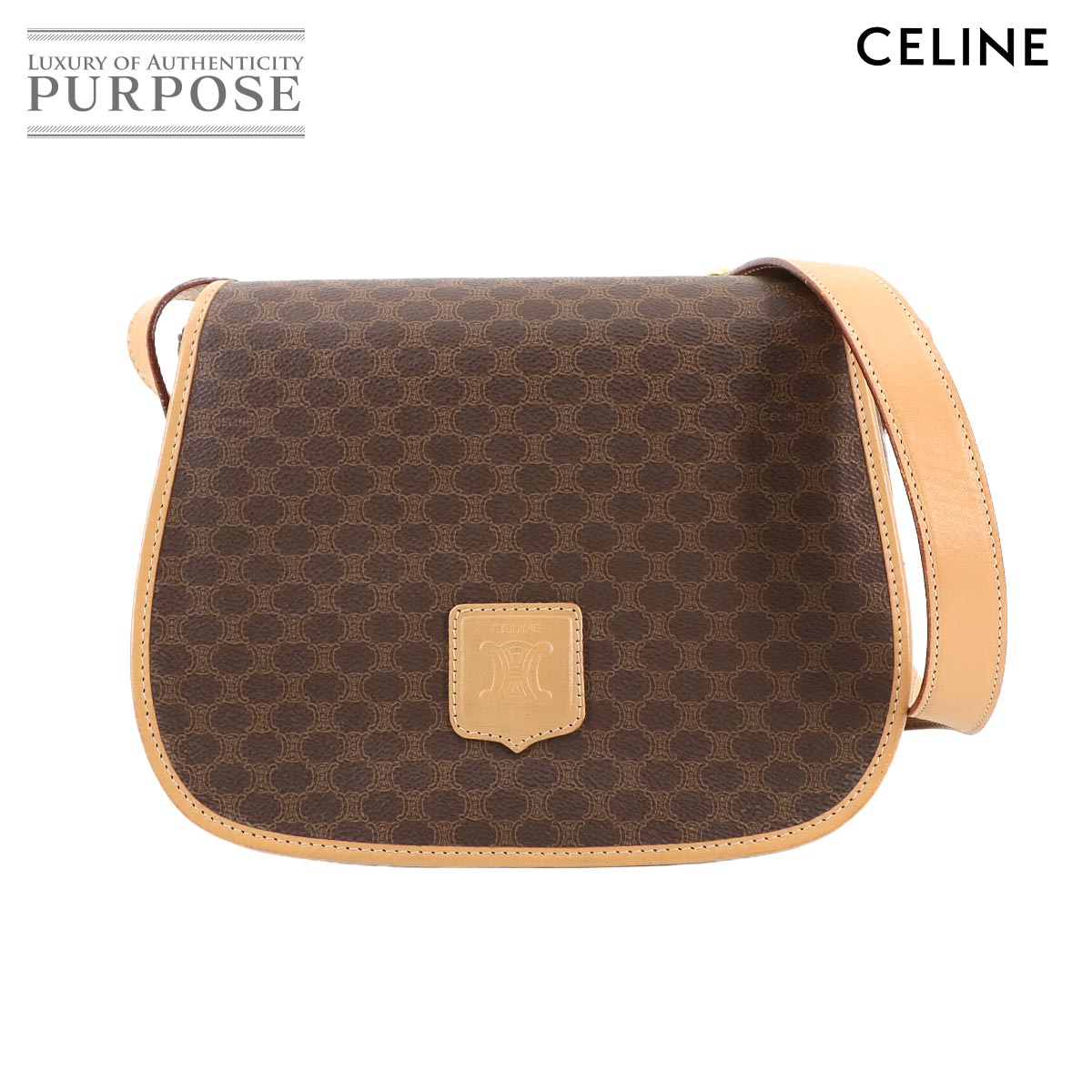 【美品】CELINE ショルダーバッグ ブラウン/ブラック 楽天市場】セリーヌ CELINE バッグ チョコブラウンxゴールド