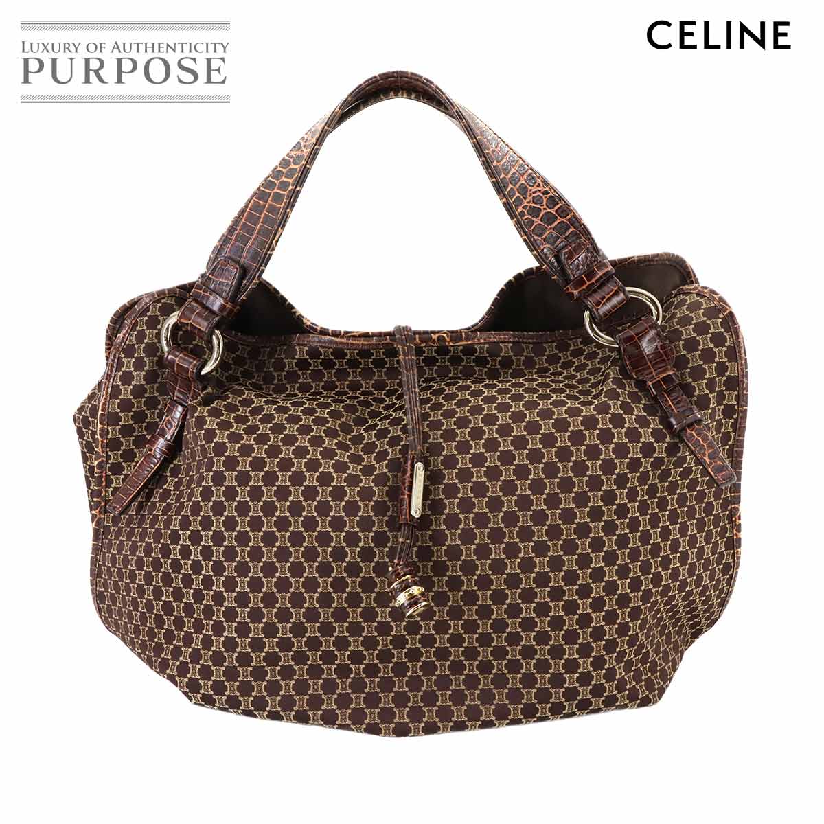 【CELINE】2wayバッグ　トートバッグ　マカダム柄　キャンバス　ブラウン CELINE】2wayバッグ トートバッグ マカダム柄 キャンバス