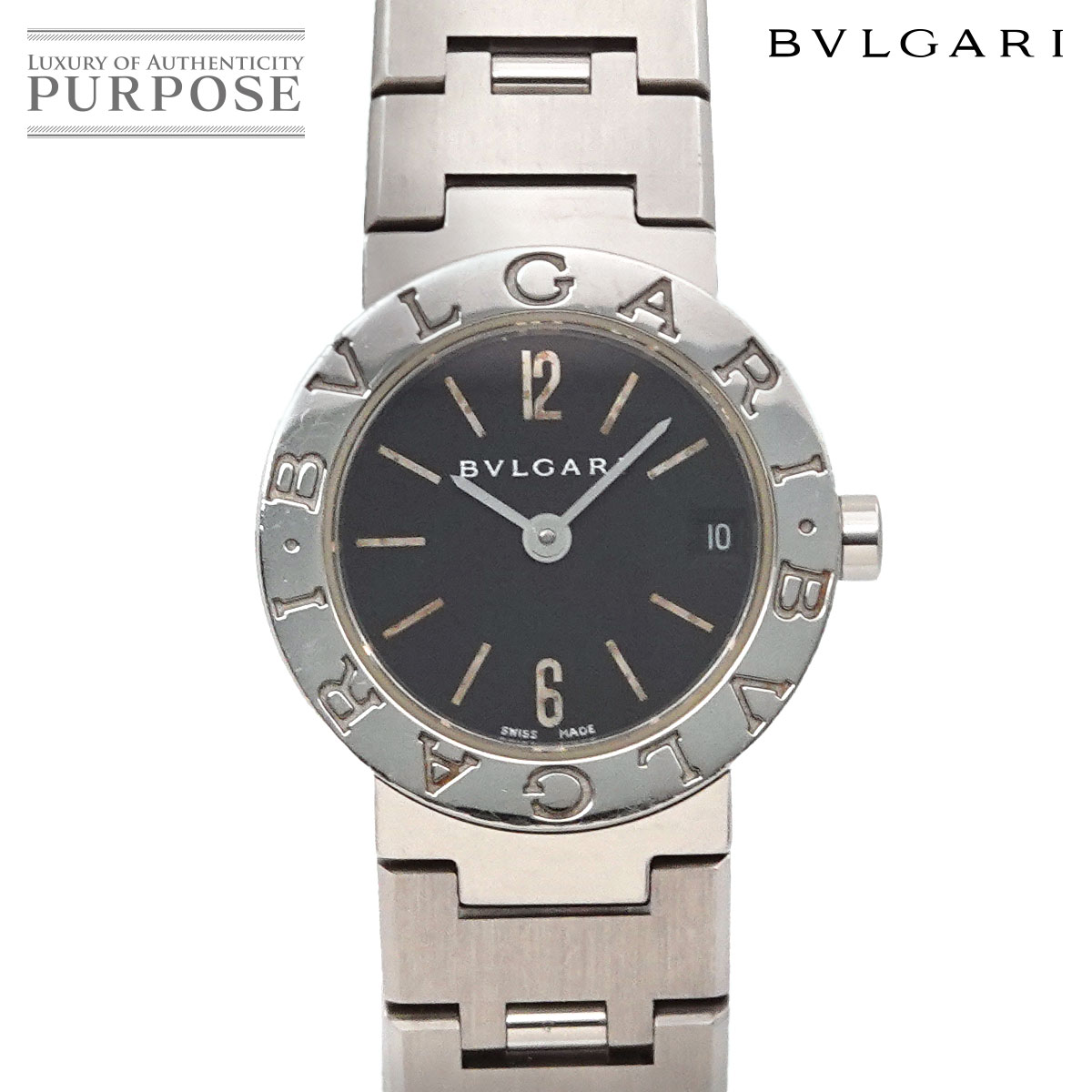 BVLGARI デイト シルバー ラウンド レディース腕時計 863 ブルガリ セルペンティ SPP26BGD1GD.1T ブラック/ダイヤモンド