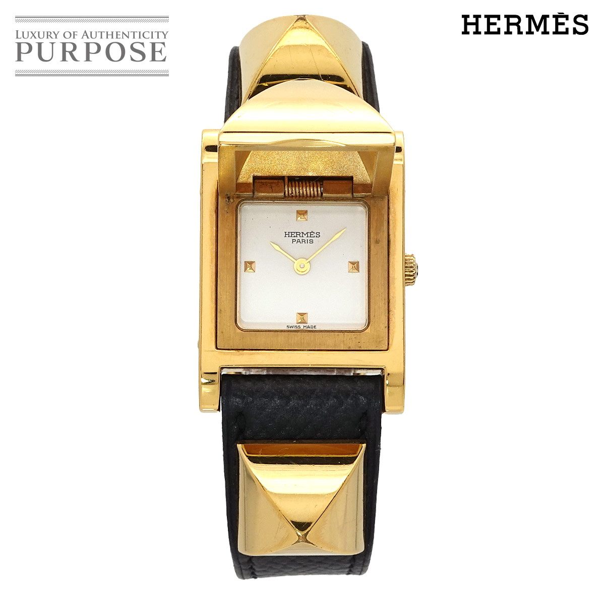 HERMES エルメス　メドール　保証書　ウォッチ　レディース エルメス メドール ME1.210 ホワイト レディース 時計 【中古