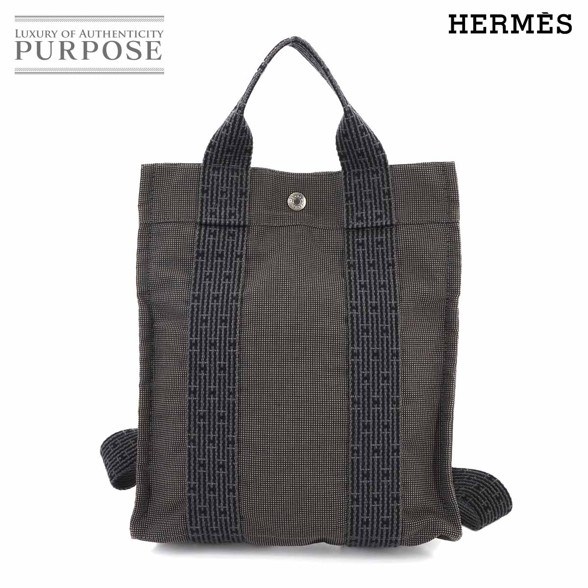 【カデナ付き】HERMES エルメス エールライン リュック サックアド 黒 HERMES エルメス エールライン アドMM リュックサック バックパック
