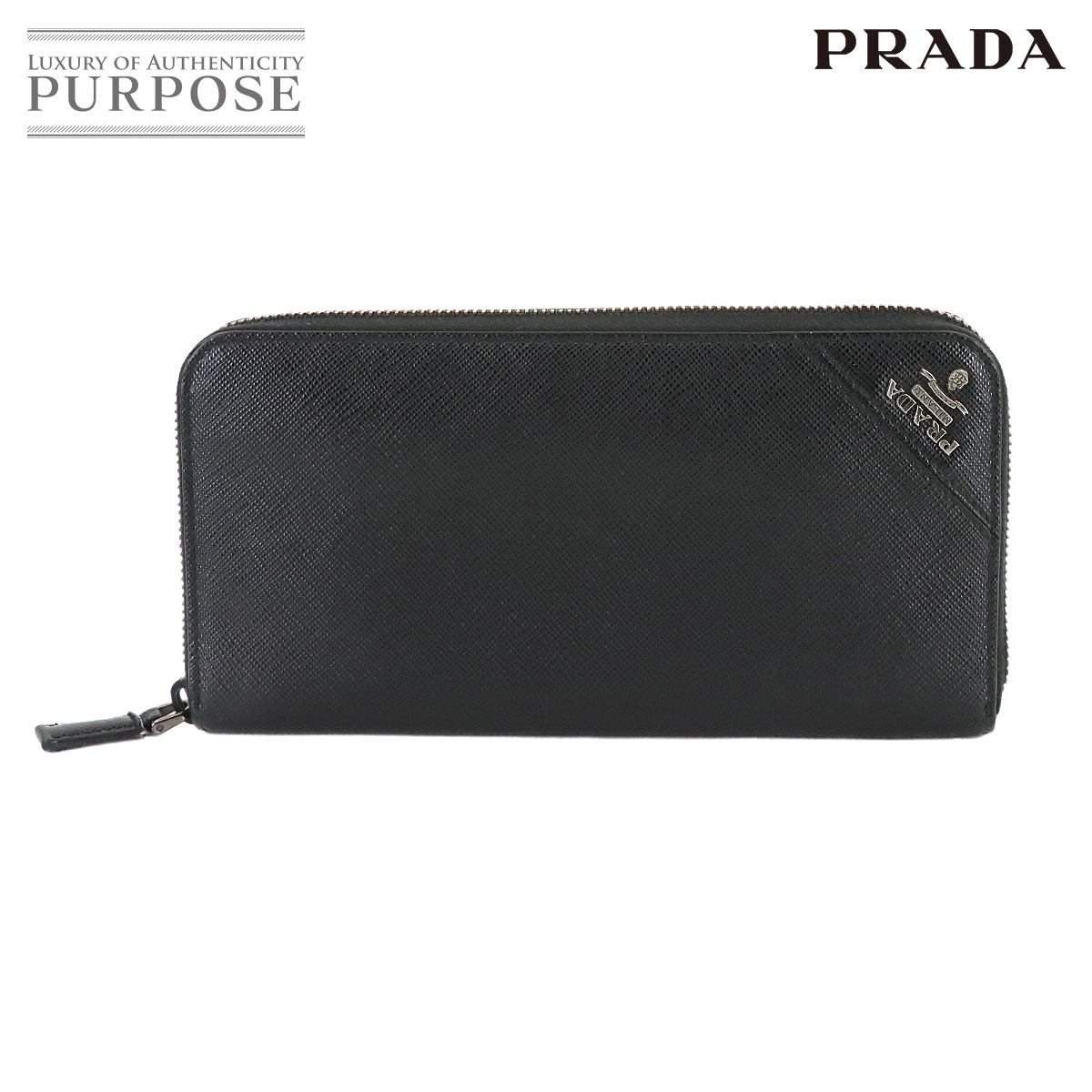楽天市場】PRADA プラダ/サフィアーノメタルジップレザー長財布/ネロ  