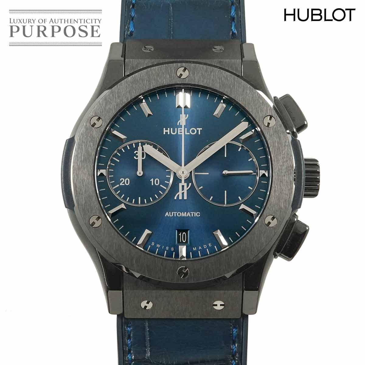 ウブロ HUBLOT クラシックフュージョン クロノグラフ チタニウム 521 CM 7170 LR メンズ 腕時計 デイト ブルー オートマ 自動巻き ウォッチ Classic Fusion 【中古】