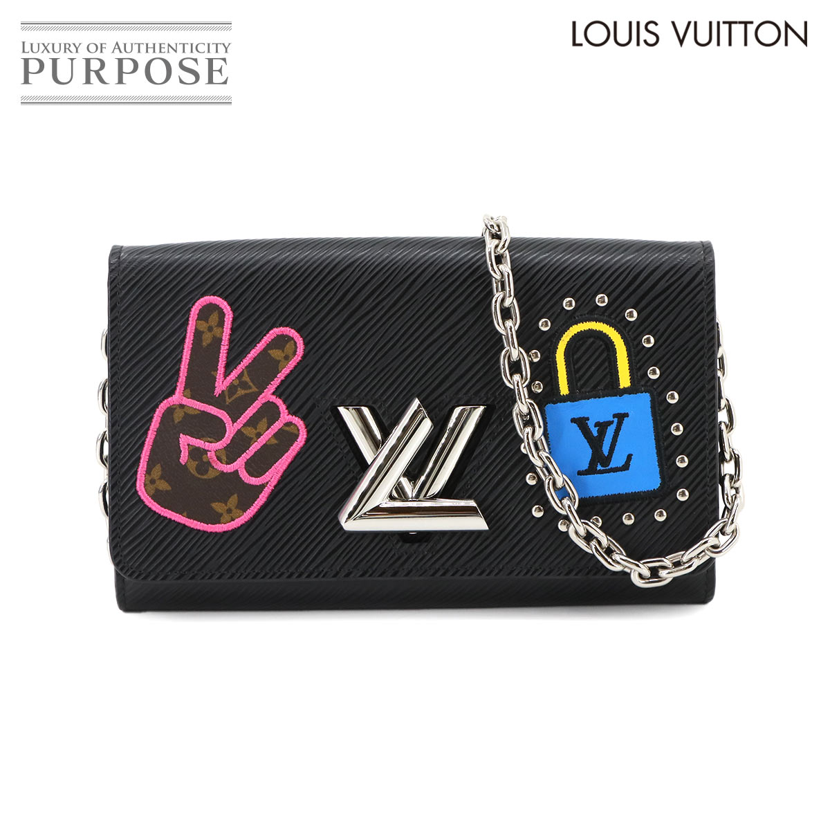 【新品負けず劣らず】ルイ ヴィトン LOUIS VUITTON LVストーリーズ エピ ポルトフォイユ 捩じり チェーン店 ウォレット 二つ折り 長金入れ なめし革 ノワール M63320 Twist Chain Wallet 【中古】