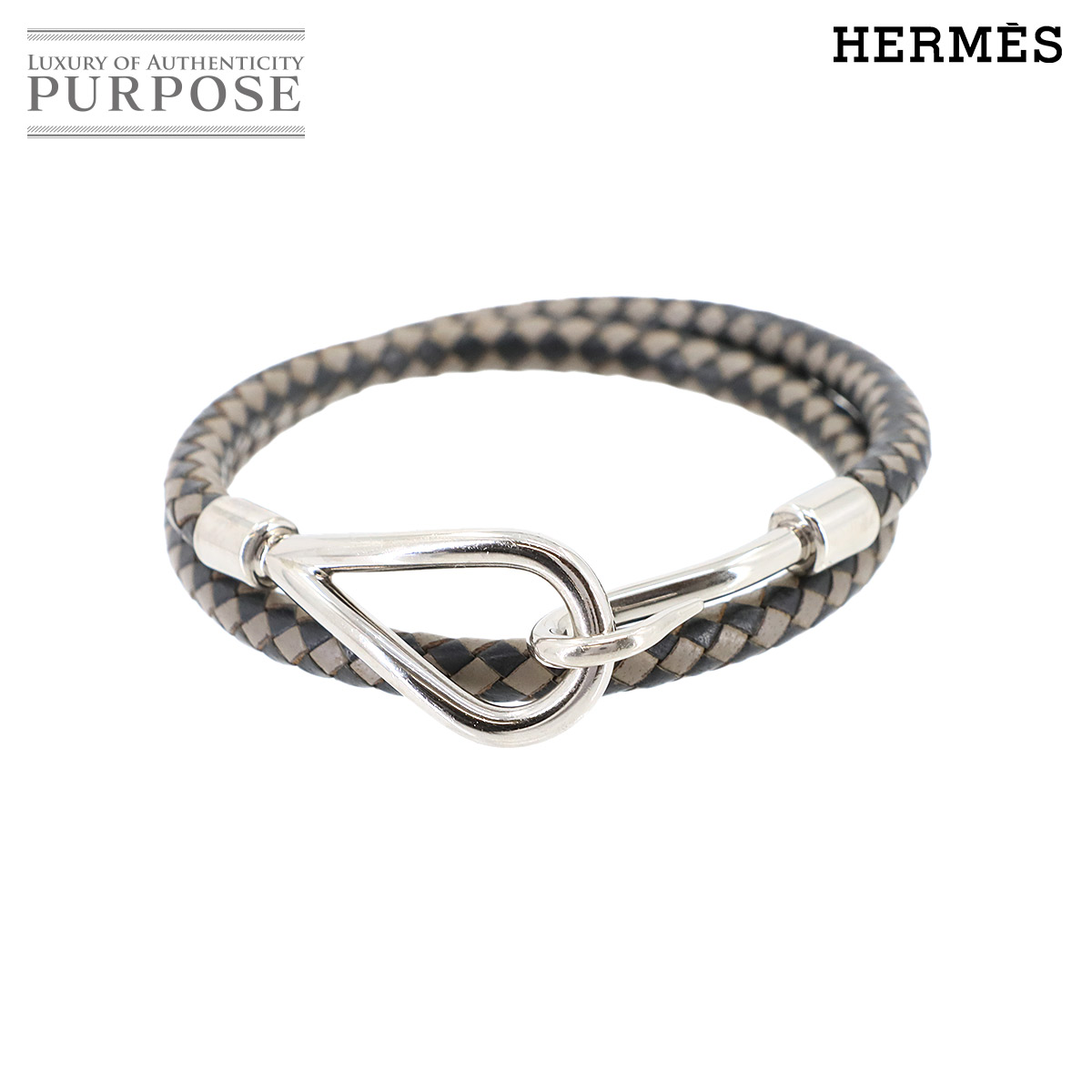 エルメス ジャンボ チョーカー 編込み 2連ブレスレット シルバー 黒 レザー エルメス チョーカー 定価の通販｜au PAY マーケット エルメス