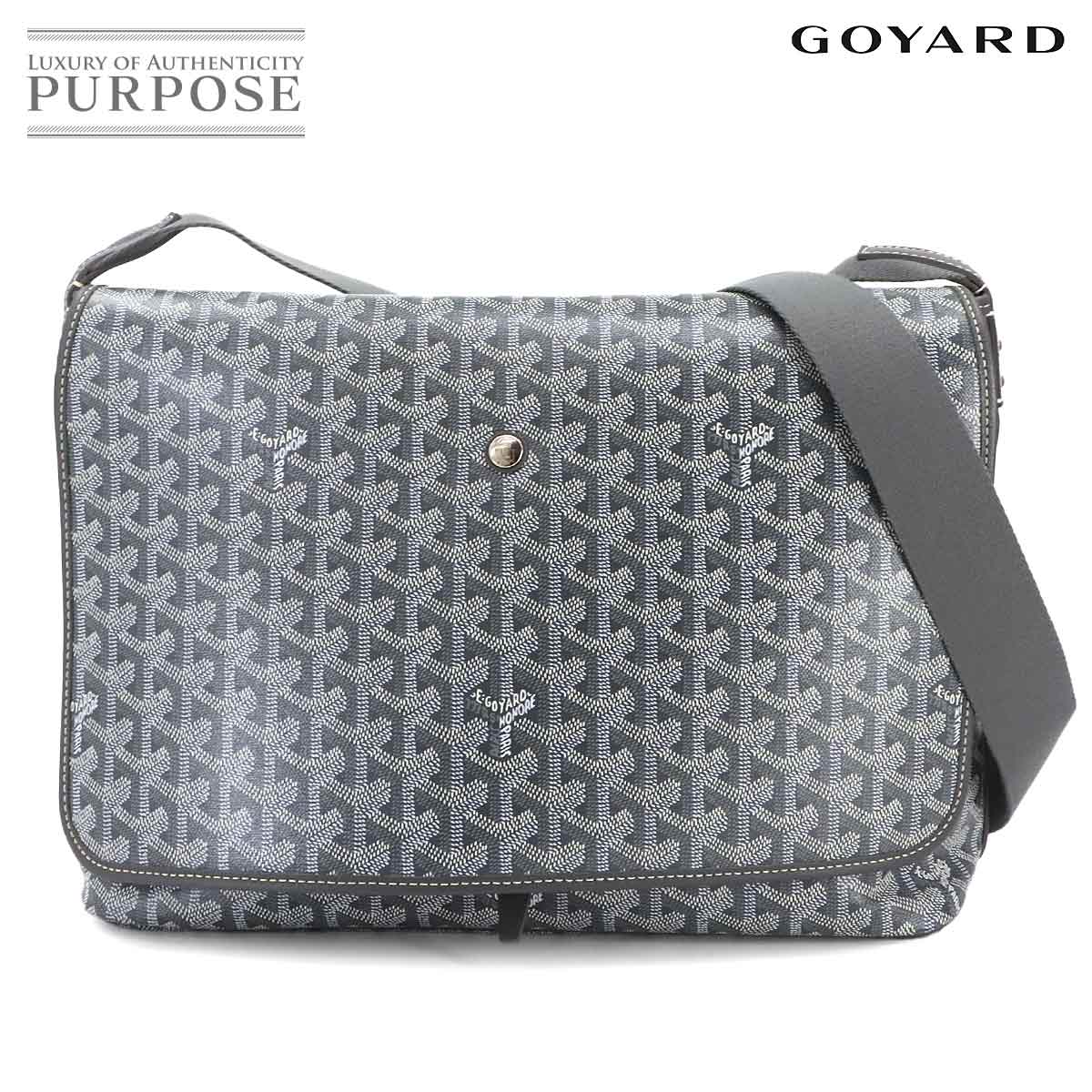 【未当て嵌める 見せびらかす品】 ゴヤール GOYARD カペシアン MM 肩肉 御徒面子 PVC なめし革 薄墨色 杉綾模様 Capetien Bag 【中古】