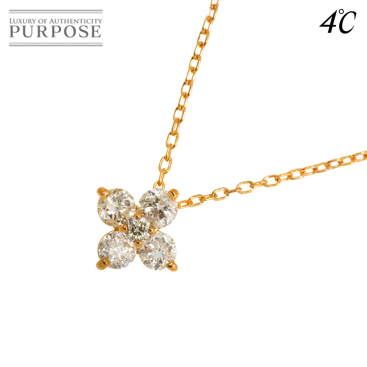 楽天市場】4℃ ヨンドシー ダイヤモンド イニシャル M ネックレス