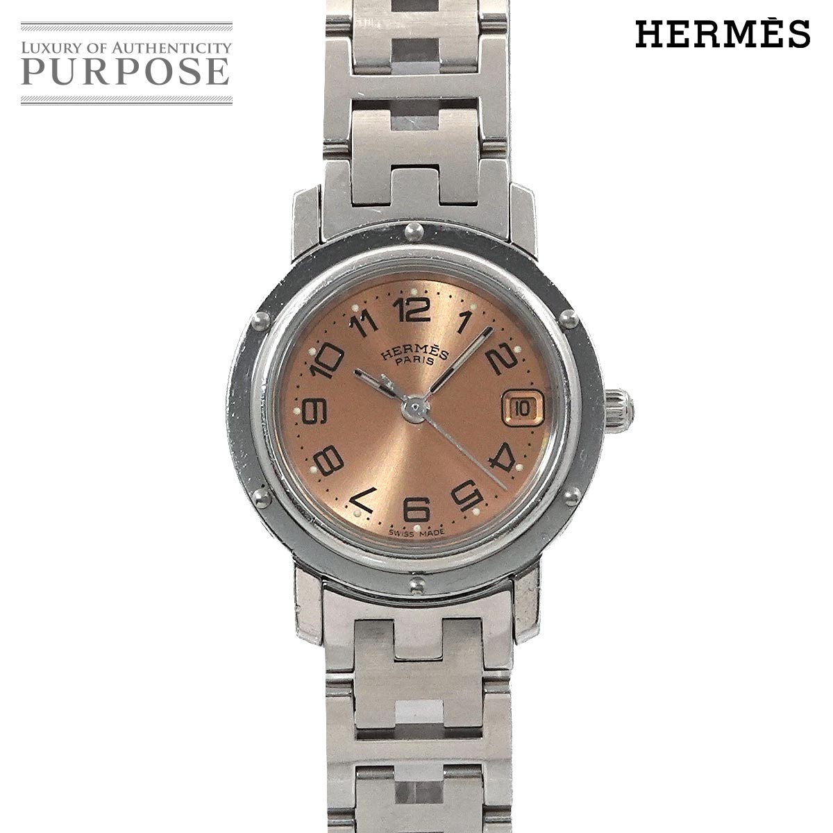 楽天市場】HERMES エルメス クリッパー デイト ピンク文字盤