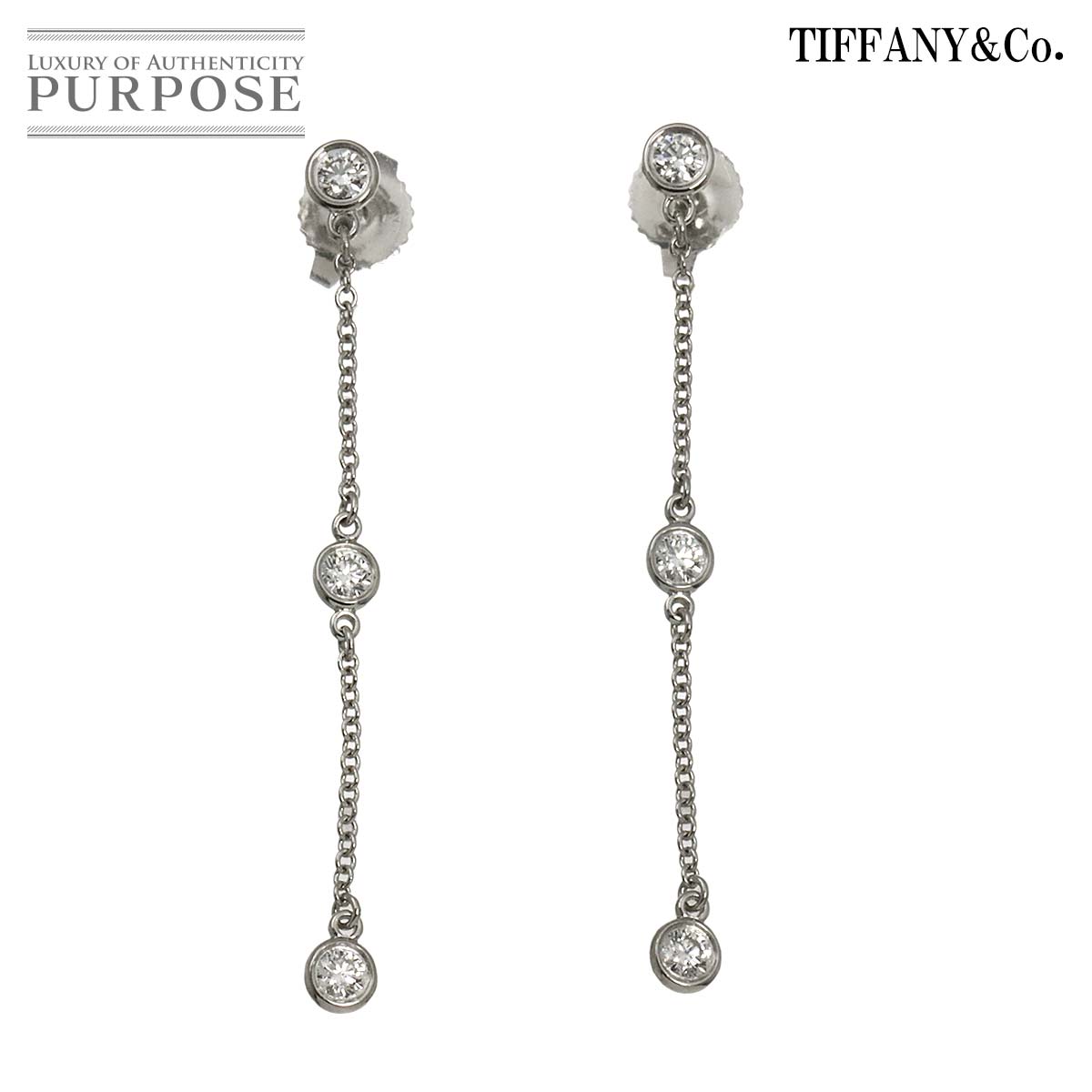 Tiffany & Co. バイザヤード　ダイヤピアスYG ティファニー バイザヤード ピアス YG/ダイヤ 1.1g Aランク 美品