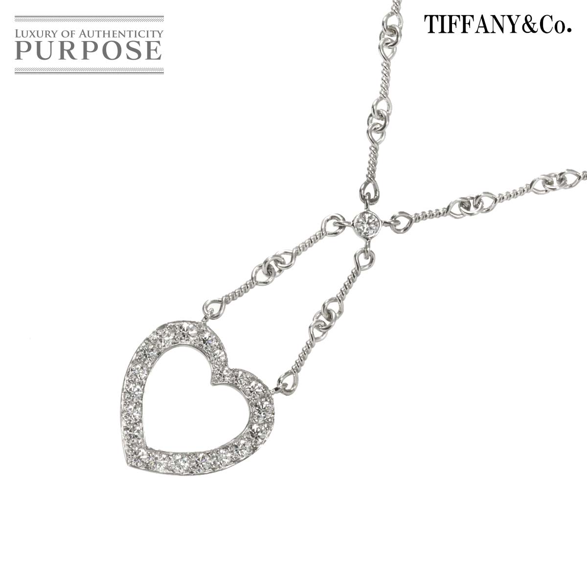 【新品同様】 ティファニー TIFFANY&Co. センチメンタル ハート ダイヤ ネックレス 40cm Pt プラチナ Diamond Necklace【中古】|VINTAGE LOVER PURPOSE