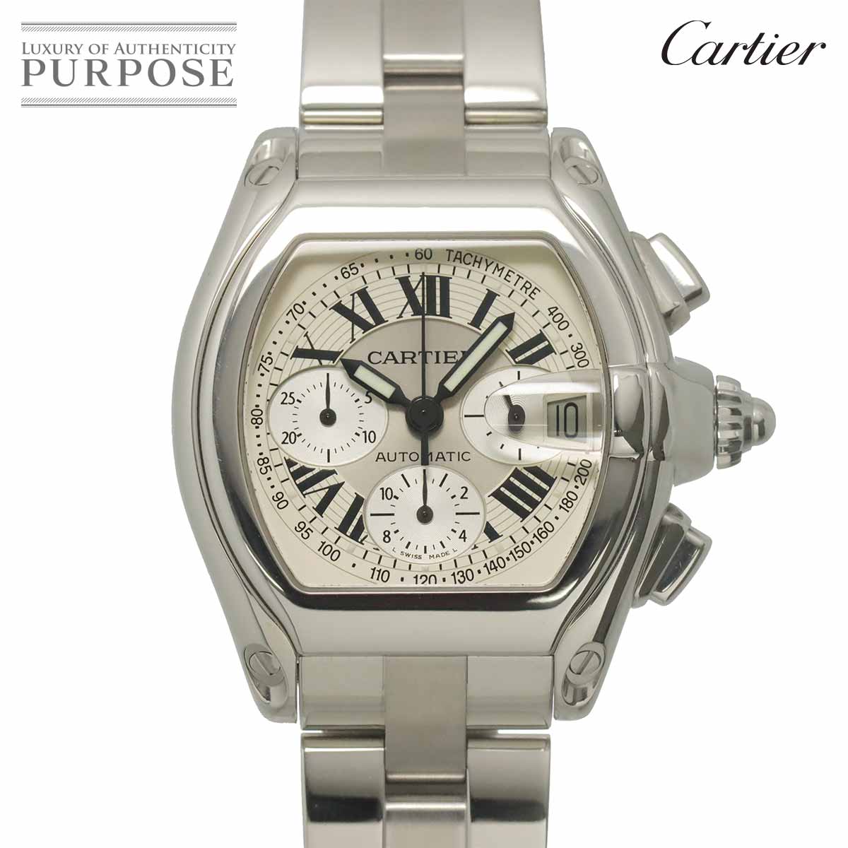 【OH 済み】 カルティエ Cartier ロードスター XL クロノグラフ W62006X6 メンズ 腕時計 デイト シルバー オートマ 自動巻き ウォッチ Roadster 【中古】|VINTAGE LOVER PURPOSE